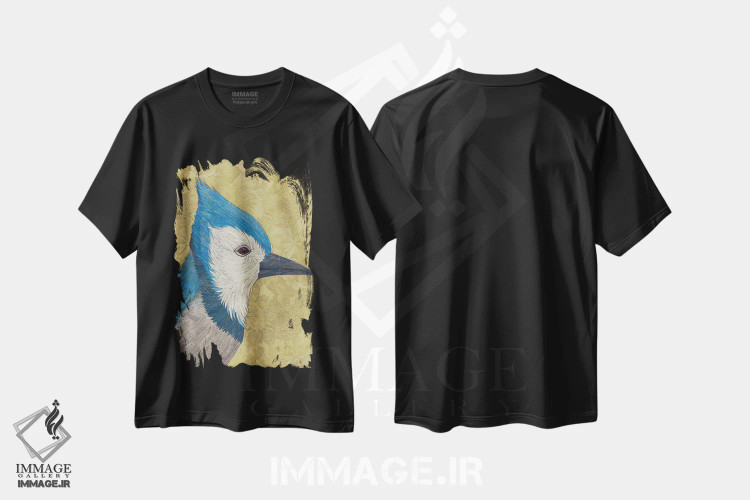 تیشرت مشکی طرح دار جین آبی، دکور معاصر اثر کارن سیکیه | immage.ir