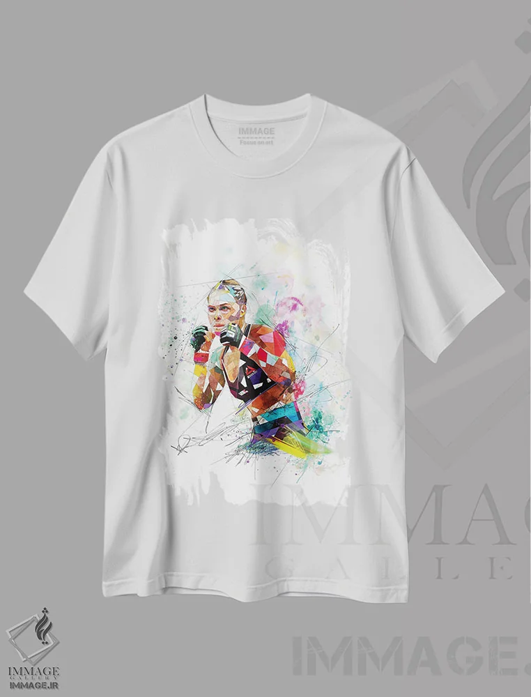 تیشرت سفید طرح دار روندا روزی، هنر دیجیتال اثر کاتیا اسکای | immage.ir