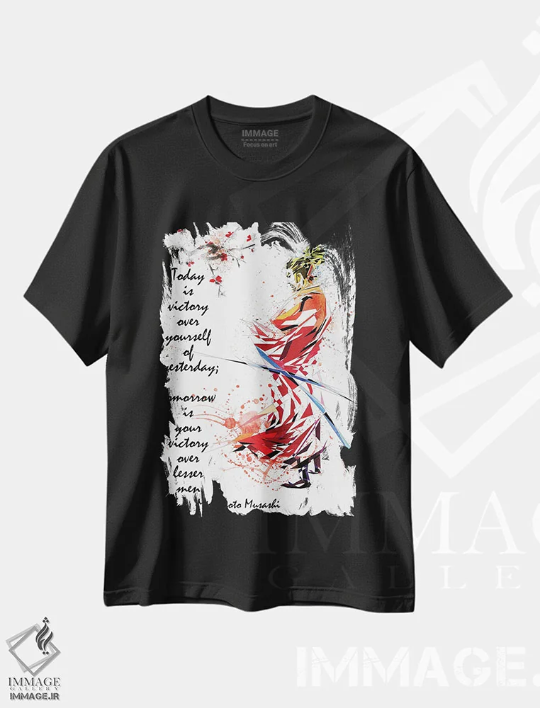 تیشرت مشکی طرح دار سامورایی، هنر دیجیتال اثر کاتیا اسکای | immage.ir