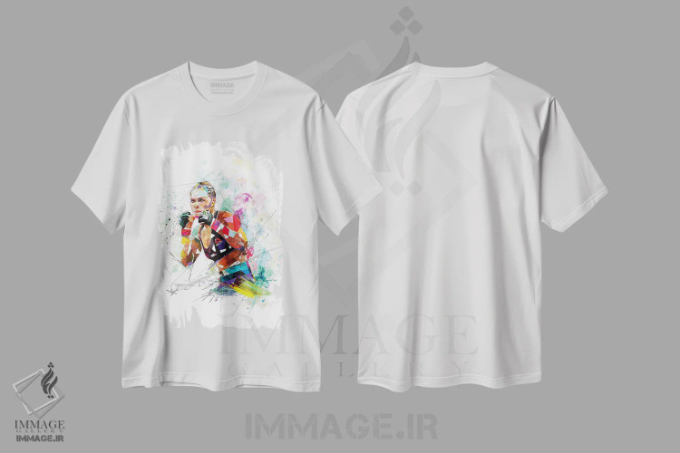 تیشرت سفید طرح دار روندا روزی، هنر دیجیتال اثر کاتیا اسکای | immage.ir