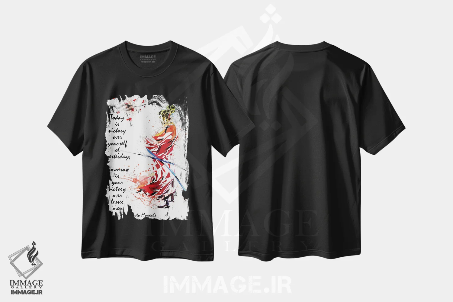 تیشرت مشکی طرح دار سامورایی، هنر دیجیتال اثر کاتیا اسکای | immage.ir