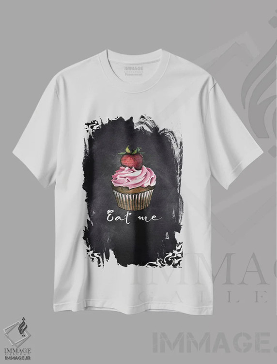 تیشرت سفید طرح دار مرا بخور، دکور معاصر اثر کارن اسمیت | فروشگاه ایماژ