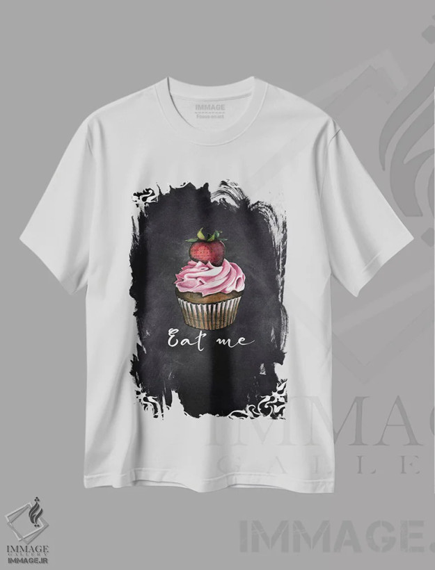 تیشرت سفید طرح دار مرا بخور، دکور معاصر اثر کارن اسمیت | فروشگاه ایماژ