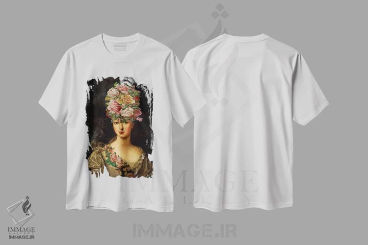 تیشرت سفید طرح دار دختر گل ها، هنر دیجیتال اثر کارن اسمیت | immage.ir