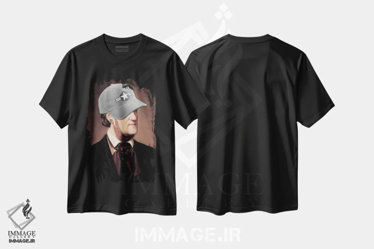 تیشرت مشکی طرح دار استاد آقا، تزئینی اثر کارن اسمیت | فروشگاه ایماژ