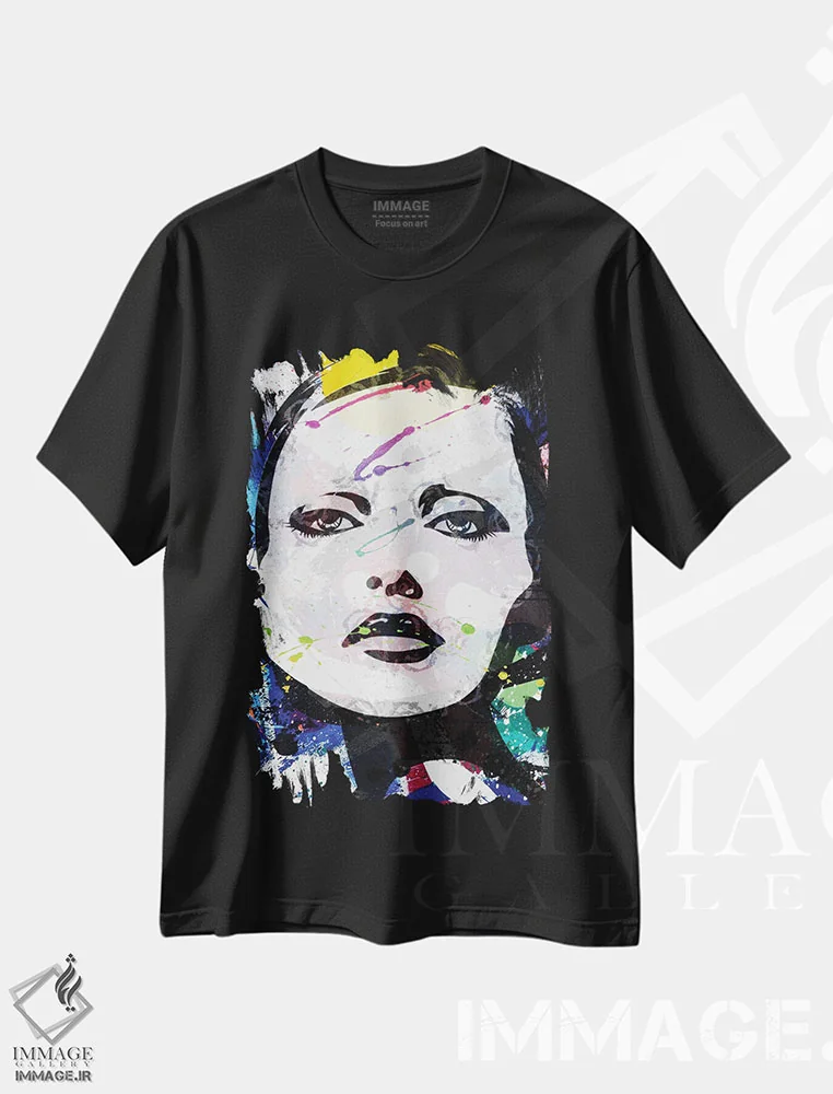 تیشرت مشکی طرح دار نقاشی سر I، تزئینی اثر کارن اسمیت | فروشگاه ایماژ