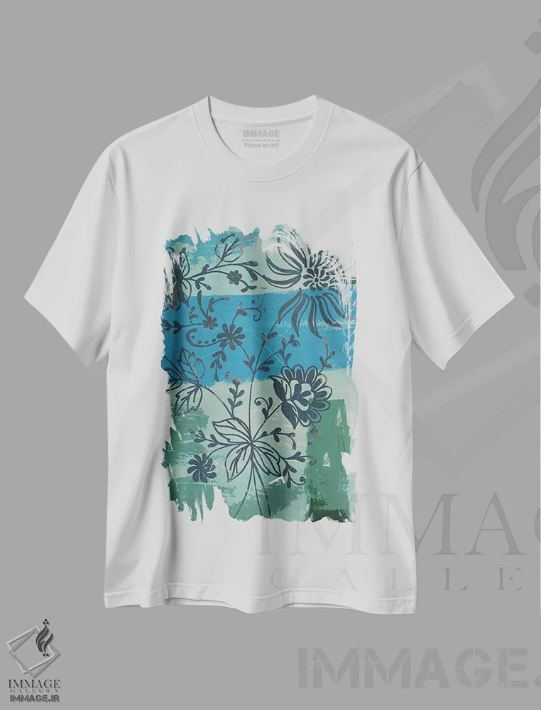 تیشرت سفید طرح دار شکوفه زن I، دکور بوهمی اثر کارن اسمیت | immage.ir