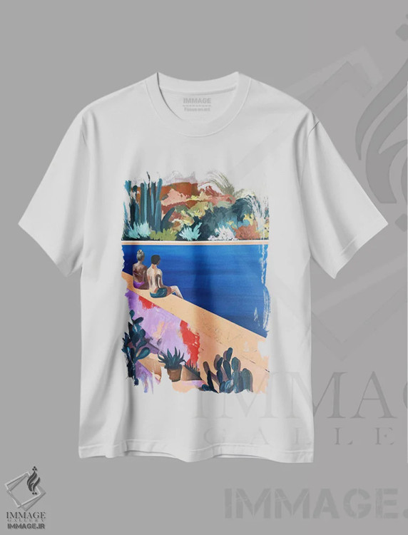 تیشرت سفید طرح دار منظره در ساعت ۶:۴۵ عصر، هنر فاخر معاصر اثر کسنیا رای | immage.ir