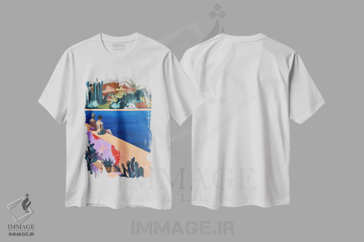 تیشرت سفید طرح دار منظره در ساعت ۶:۴۵ عصر، هنر فاخر معاصر اثر کسنیا رای | immage.ir