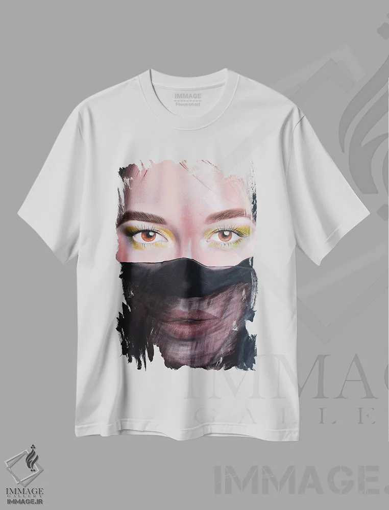 تیشرت سفید طرح دار وعده مخفی، هنر فاخر معاصر اثر کرستنی | فروشگاه ایماژ