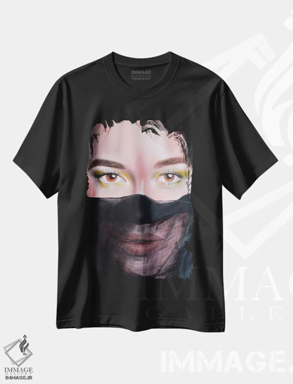 تیشرت مشکی طرح دار وعده مخفی، هنر فاخر معاصر اثر کرستنی | immage.ir