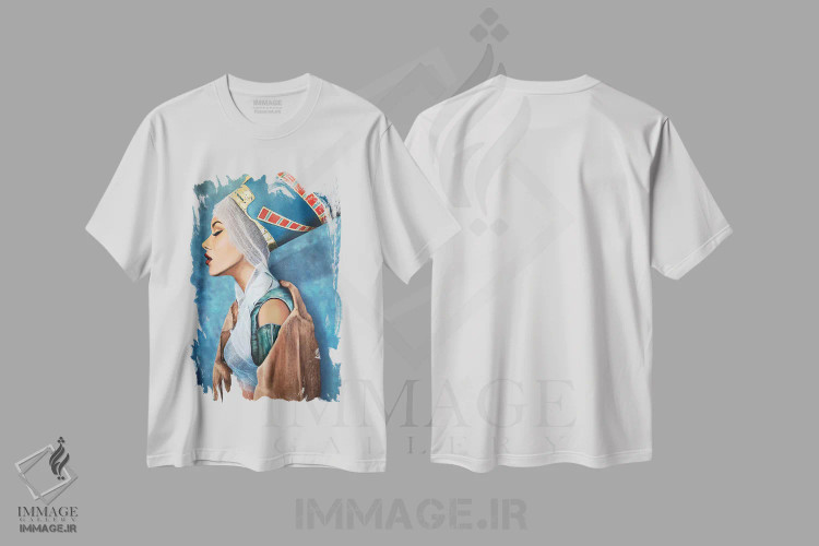 تیشرت سفید طرح دار الهه سقوط کرده، هنر فاخر معاصر اثر کرستنی | immage.ir