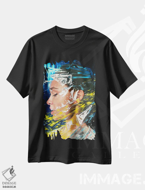 تیشرت مشکی طرح دار امید، هنر فاخر معاصر اثر کرستنی | immage.ir