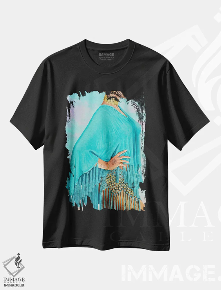 تیشرت مشکی طرح دار لحظه آرامش، هنر فاخر معاصر اثر کرستنی | فروشگاه ایماژ
