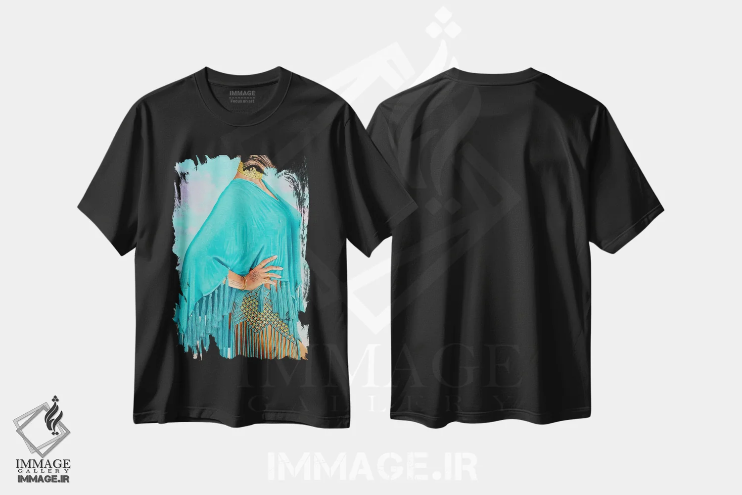 تیشرت مشکی طرح دار لحظه آرامش، هنر فاخر معاصر اثر کرستنی | فروشگاه ایماژ