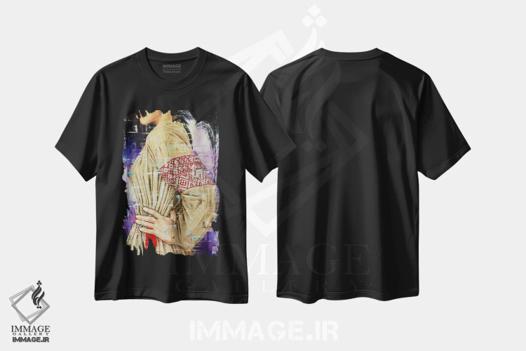 تیشرت مشکی طرح دار نووا، هنر فاخر معاصر اثر کرستنی | فروشگاه ایماژ