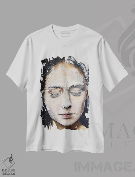 تیشرت سفید طرح دار آرد شماره ۲، هنر فاخر معاصر اثر کرستنی | فروشگاه ایماژ