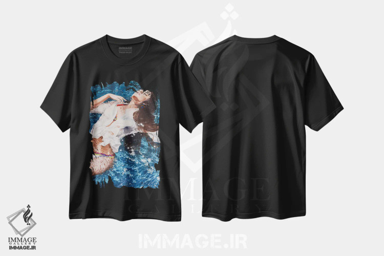 تیشرت مشکی طرح دار به خواب رفتن، هنر فاخر معاصر اثر کرستنی | فروشگاه ایماژ