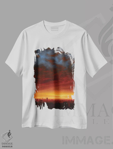 تیشرت سفید طرح دار آتش و یخ، دکور معاصر اثر کن سالاز | فروشگاه ایماژ