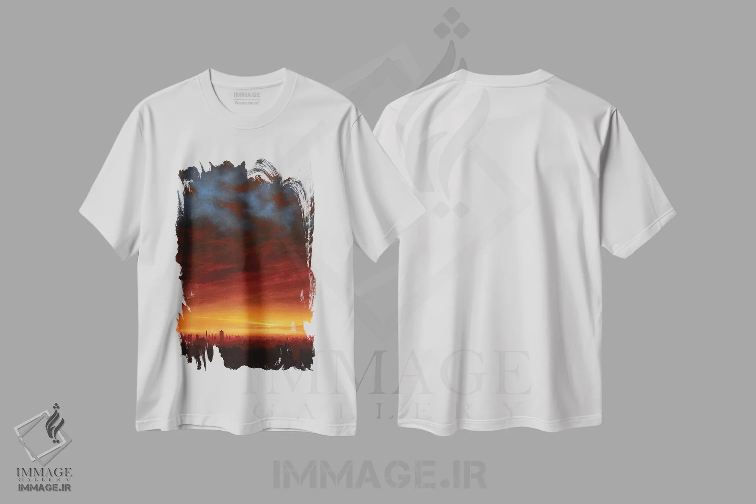 تیشرت سفید طرح دار آتش و یخ، دکور معاصر اثر کن سالاز | فروشگاه ایماژ