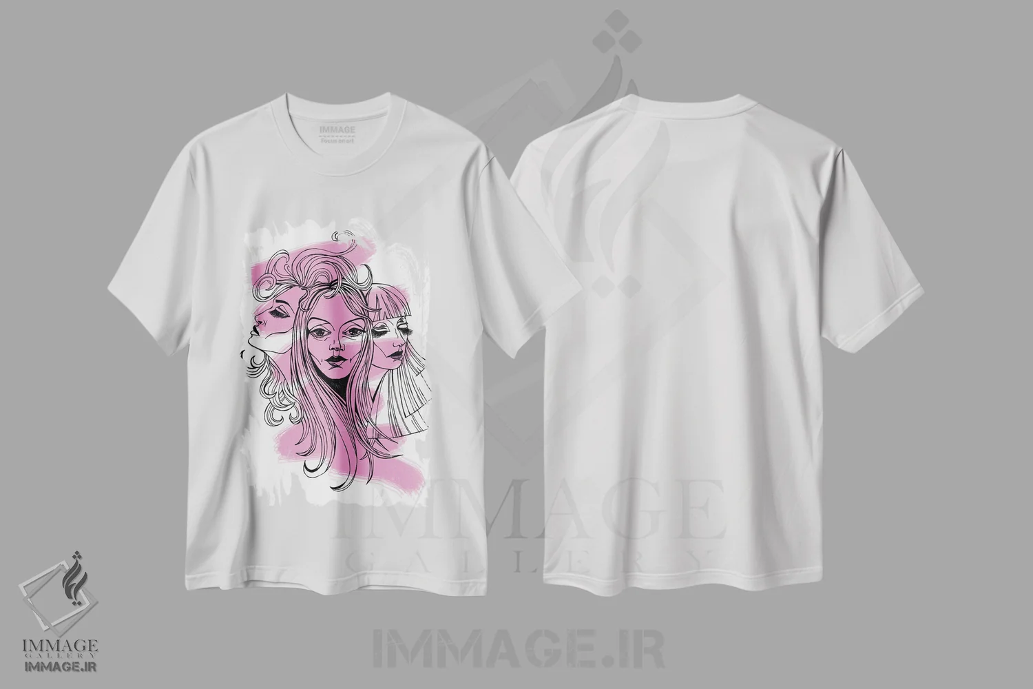تیشرت سفید طرح دار چهره ها، هنر دیجیتال اثر کاترینا بورتسووا | immage.ir