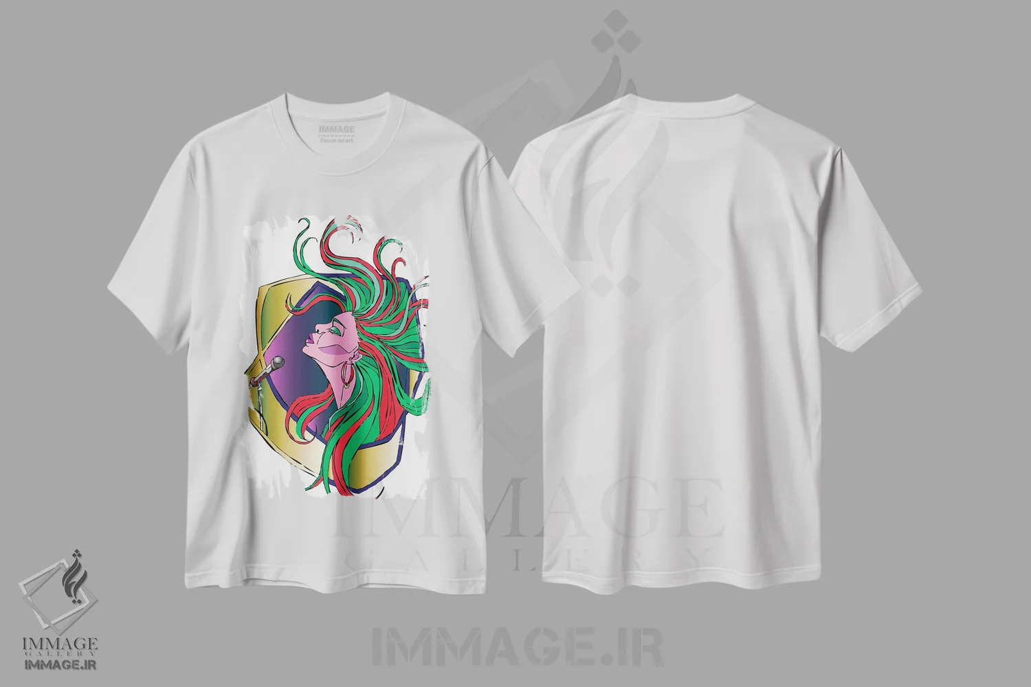 تیشرت سفید طرح دار زمان موسیقی، هنر دیجیتال اثر کاترینا بورتسووا | immage.ir