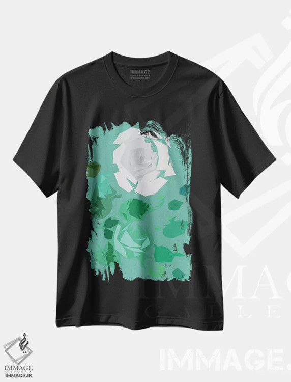 تیشرت مشکی طرح دار رز، هنر دیجیتال اثر کاترینا بورتسووا | immage.ir