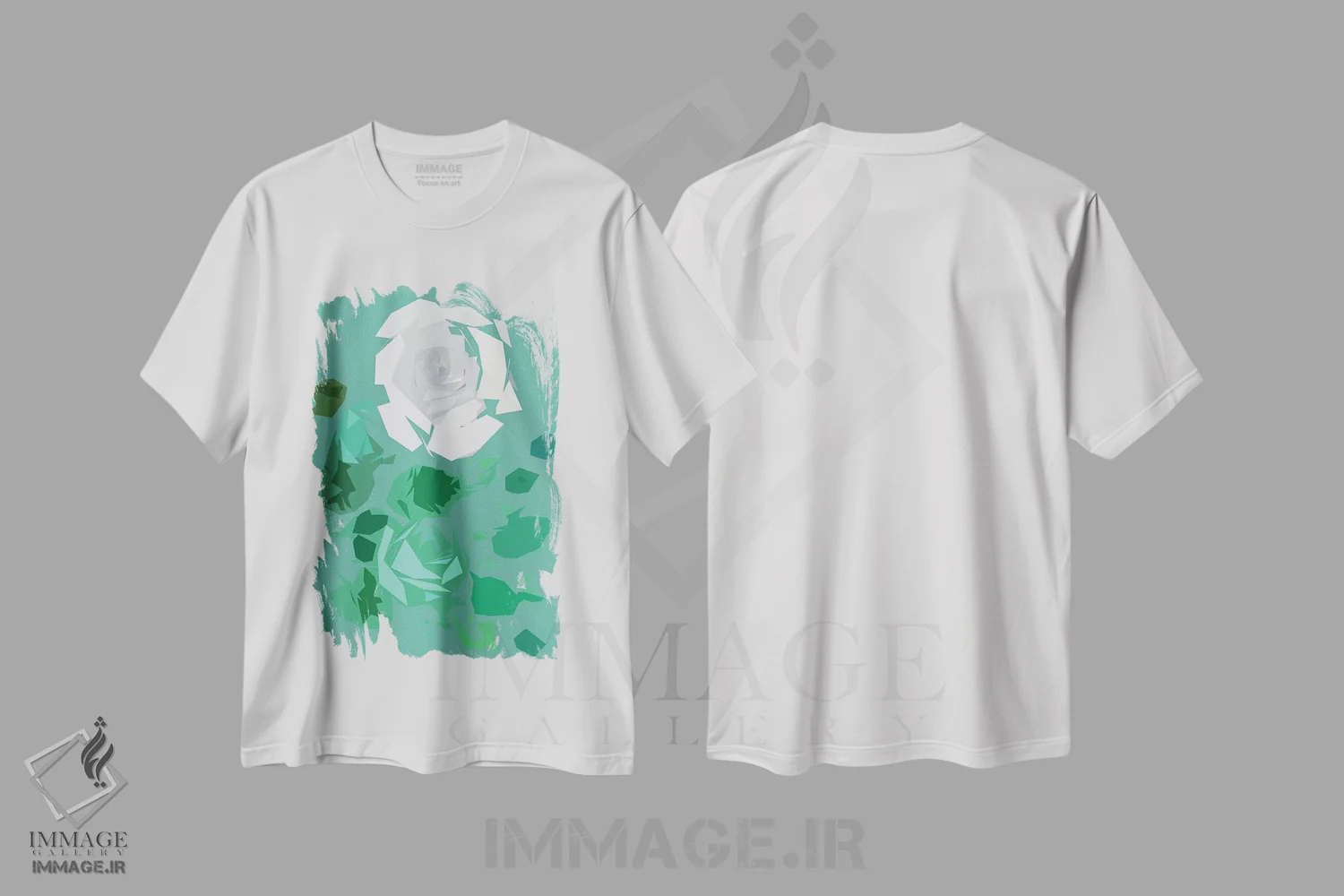 تیشرت سفید طرح دار رز، هنر دیجیتال اثر کاترینا بورتسووا | فروشگاه ایماژ