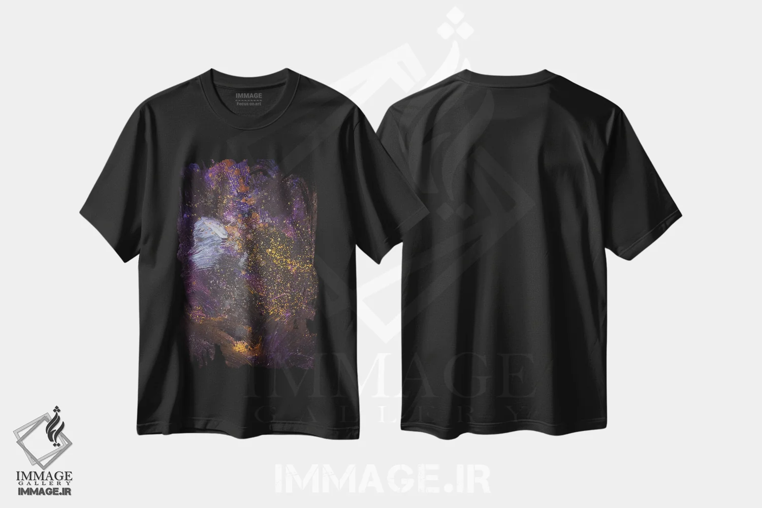 تیشرت مشکی طرح دار فضای میان ما اثر کاترینا بورتسووا | فروشگاه ایماژ