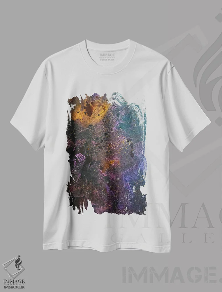 تیشرت سفید طرح دار کهکشان اثر کاترینا بورتسووا | فروشگاه ایماژ