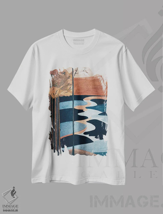 تیشرت سفید طرح دار منظره ژاپن اثر کاترینا بورتسووا | فروشگاه ایماژ