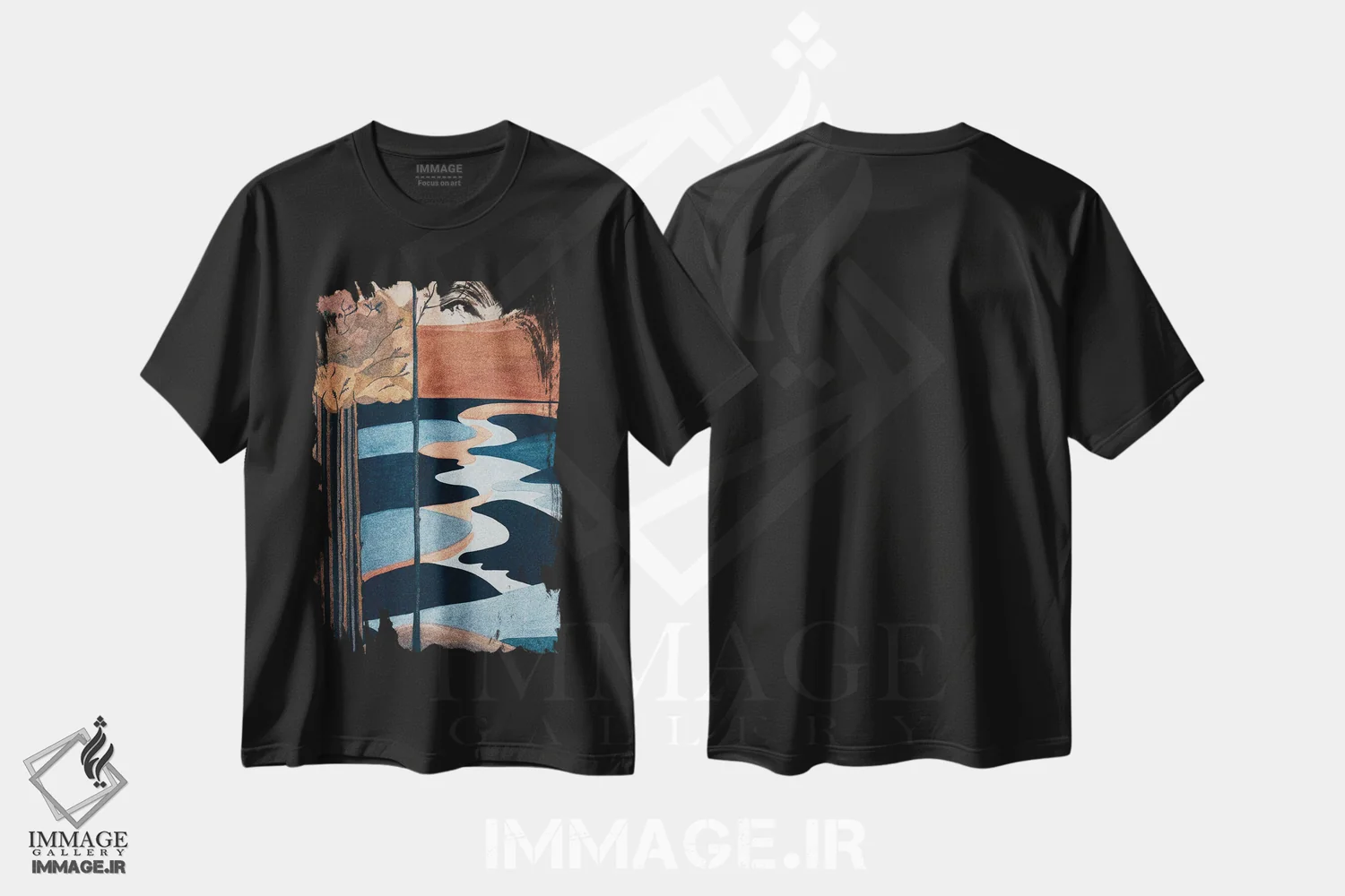 تیشرت مشکی طرح دار منظره ژاپن اثر کاترینا بورتسووا | immage.ir
