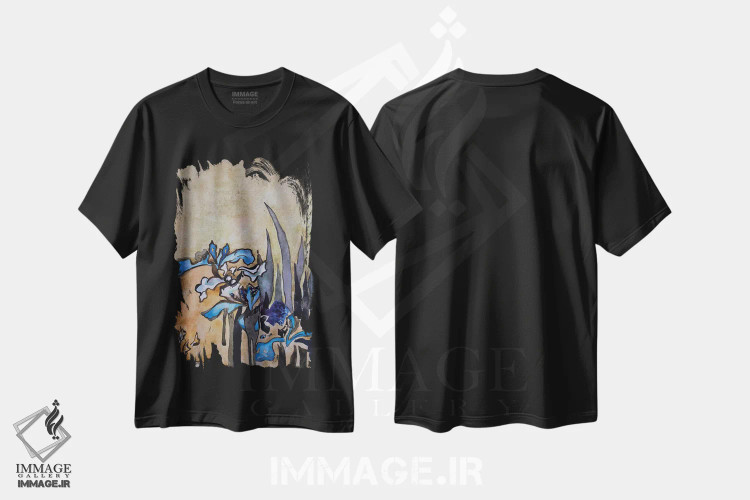 تیشرت مشکی طرح دار زنبق ها، آبستره اثر کاترینا بورتسووا | immage.ir