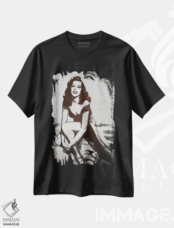 تیشرت مشکی طرح دار دختر نیویورکی، تزئینی اثر کاترینا بورتسووا | فروشگاه ایماژ