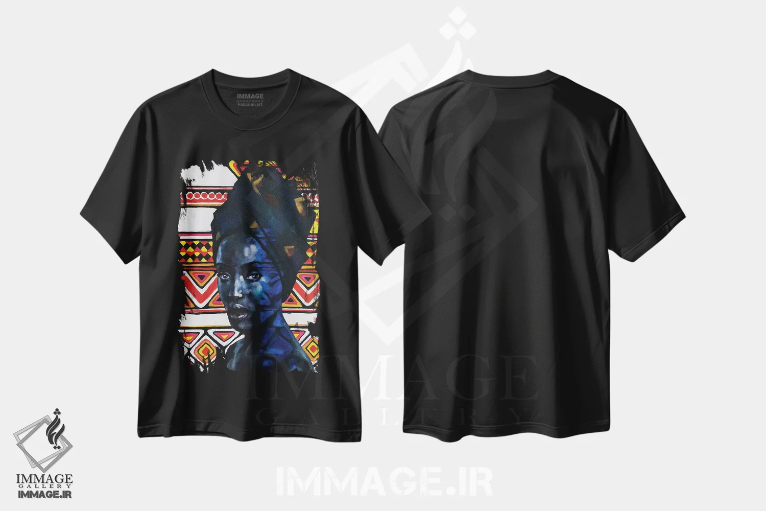 تیشرت مشکی طرح دار زیبایی آفریقا، دکور آفریقایی اثر کاترینا بورتسووا | immage.ir