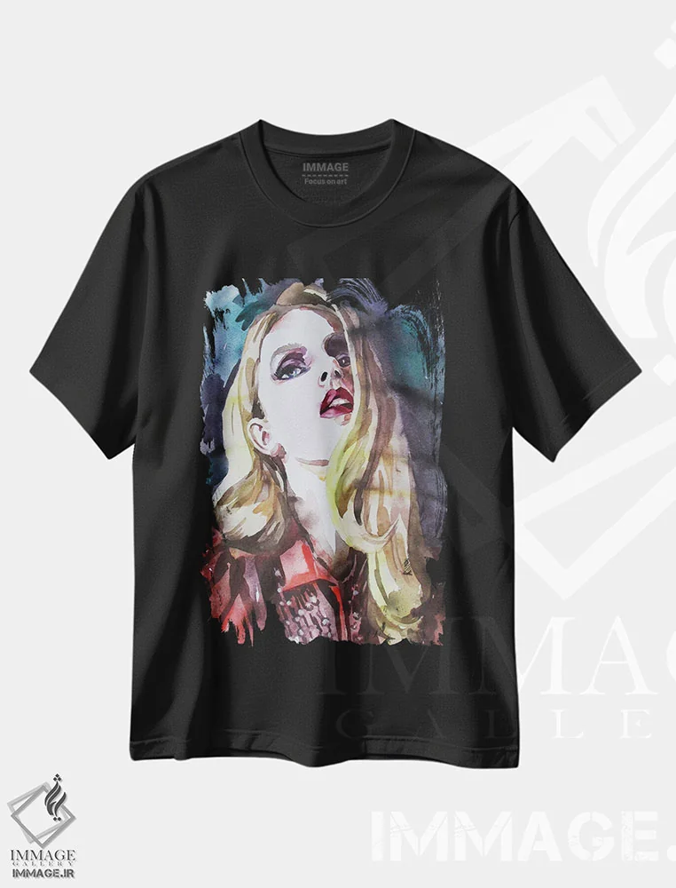 تیشرت مشکی طرح دار دختر مد روز، مدیوم اثر کاترینا بورتسووا | فروشگاه ایماژ