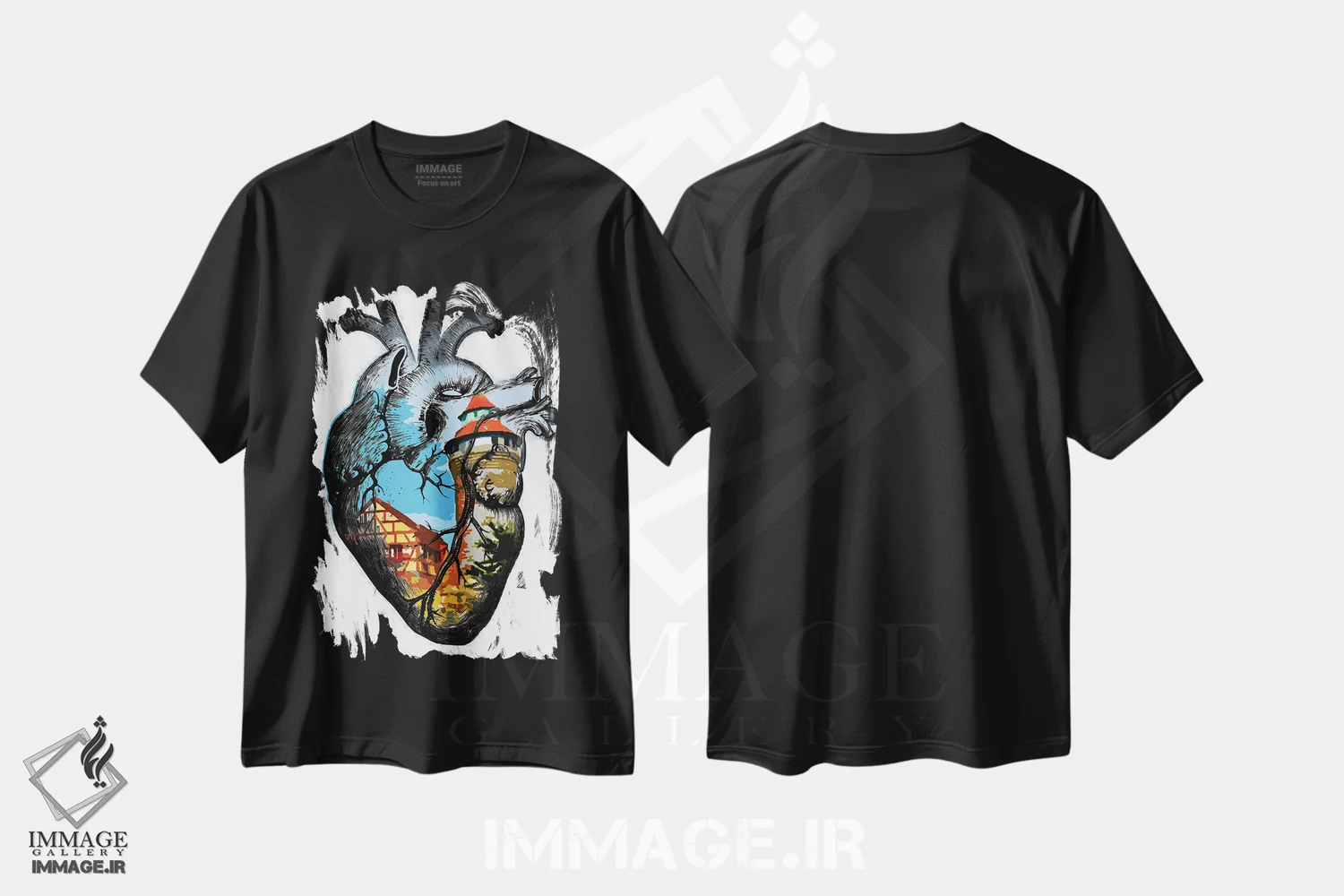 تیشرت مشکی طرح دار در قلب من، دکور معاصر اثر کاترینا بورتسووا | فروشگاه ایماژ