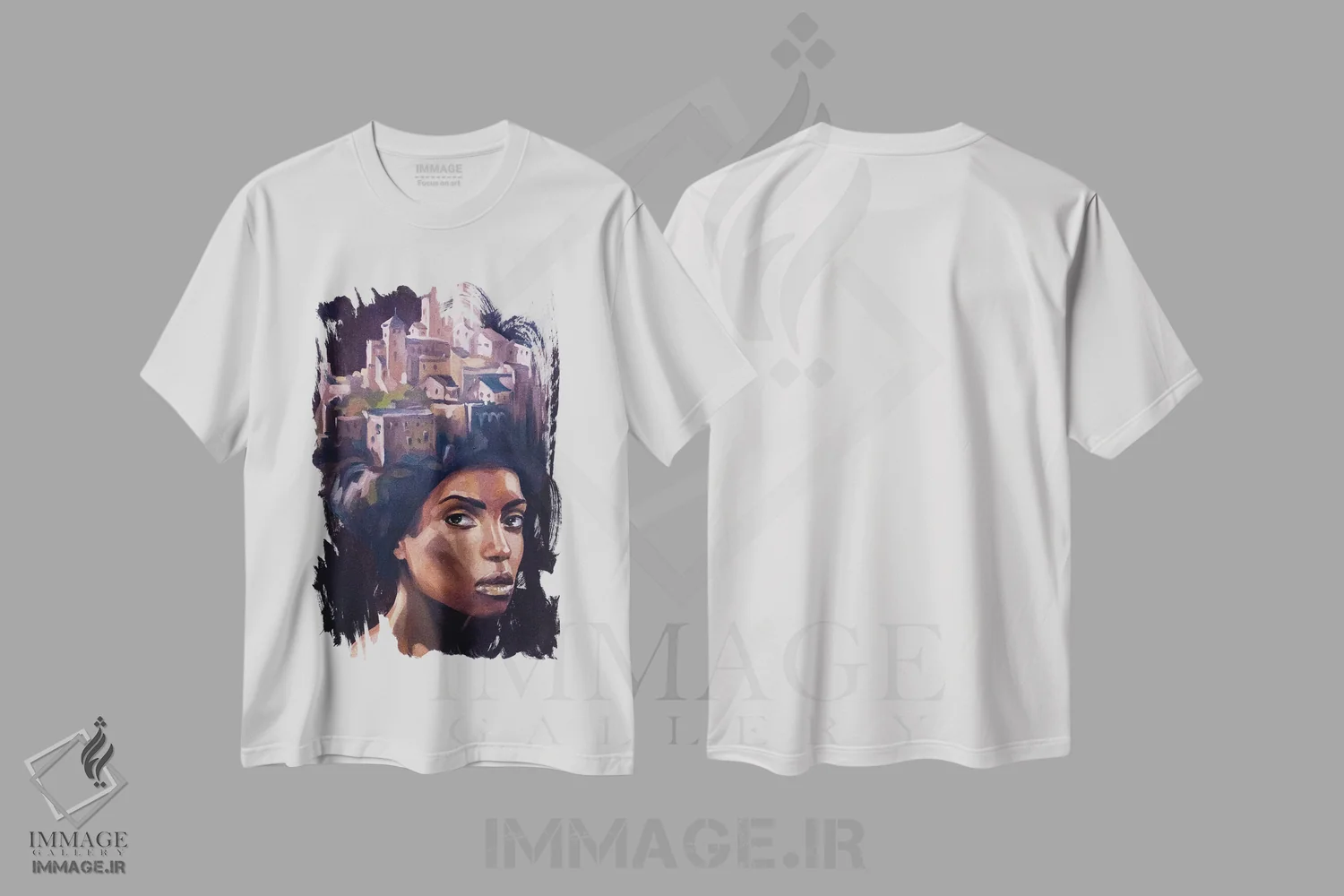 تیشرت سفید طرح دار ملکه، هنر آمریکایی آفریقایی تبار اثر کاترینا بورتسووا | فروشگاه ایماژ