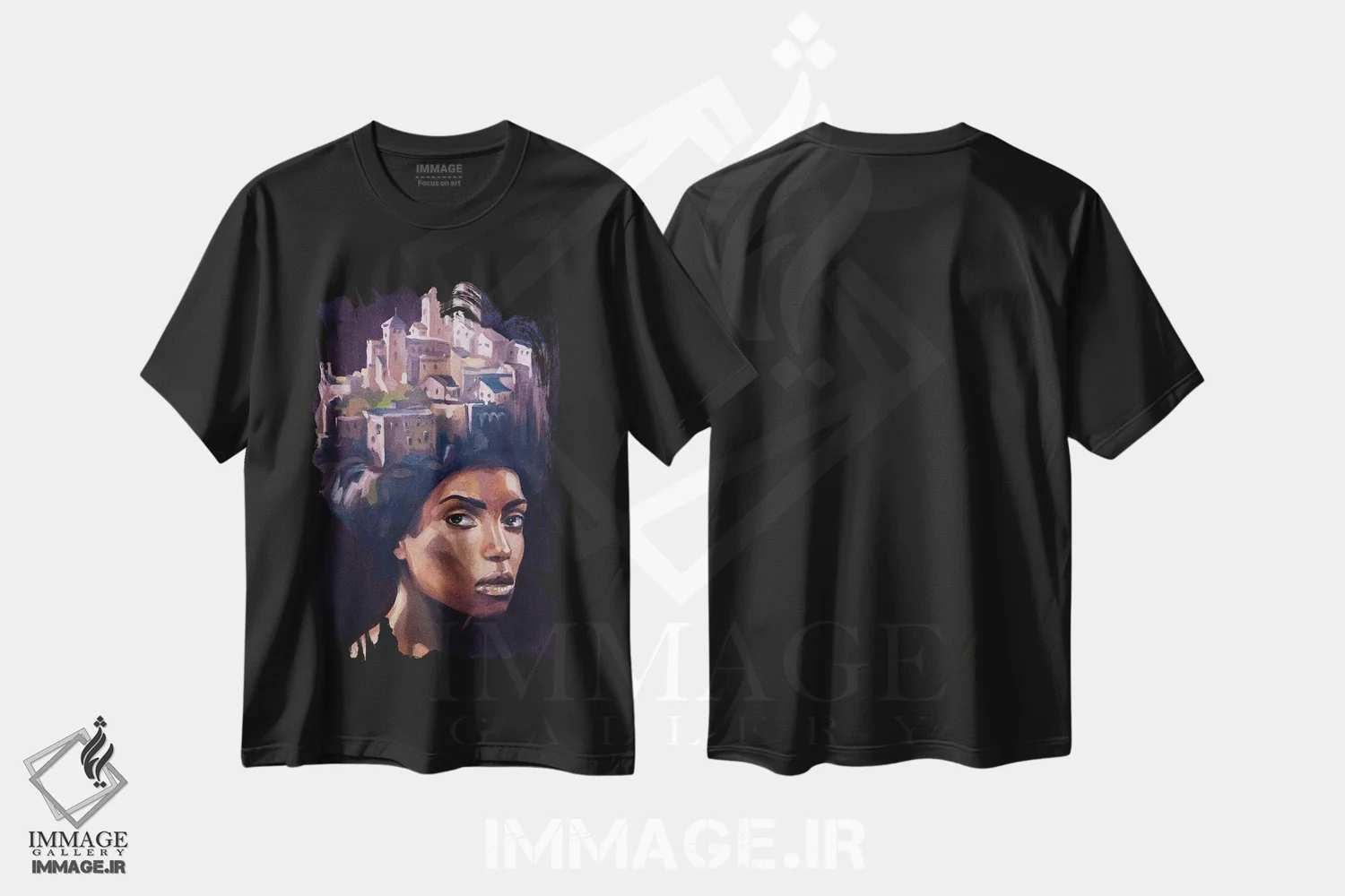 تیشرت مشکی طرح دار ملکه، هنر آمریکایی آفریقایی تبار اثر کاترینا بورتسووا | immage.ir