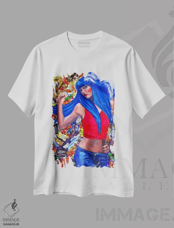 تیشرت سفید طرح دار زندگی آب نباتی، دکور معاصر اثر کاترینا بورتسووا | فروشگاه ایماژ