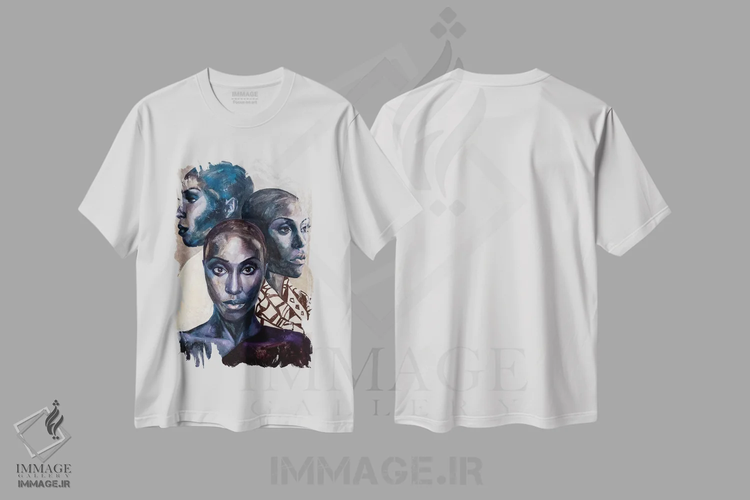 تیشرت سفید طرح دار زن شگفت انگیز، هنر آمریکایی آفریقایی تبار اثر کاترینا بورتسووا | فروشگاه ایماژ