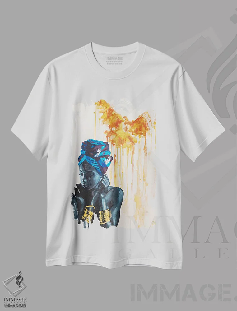 تیشرت سفید طرح دار آزادی، هنر آمریکایی آفریقایی تبار اثر کاترینا بورتسووا | immage.ir