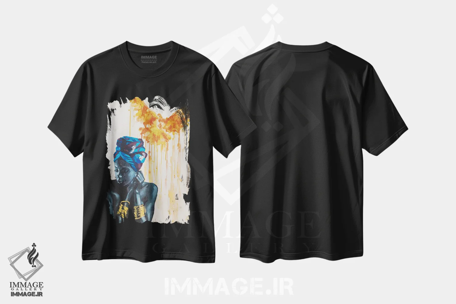 تیشرت مشکی طرح دار آزادی، هنر آمریکایی آفریقایی تبار اثر کاترینا بورتسووا | فروشگاه ایماژ