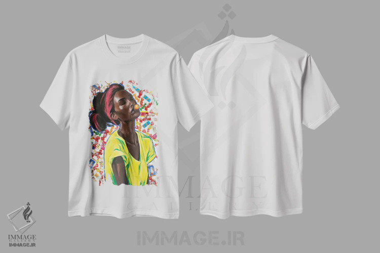 تیشرت سفید طرح دار عشق آدامسی، هنر آمریکایی آفریقایی تبار اثر کاترینا بورتسووا | فروشگاه ایماژ