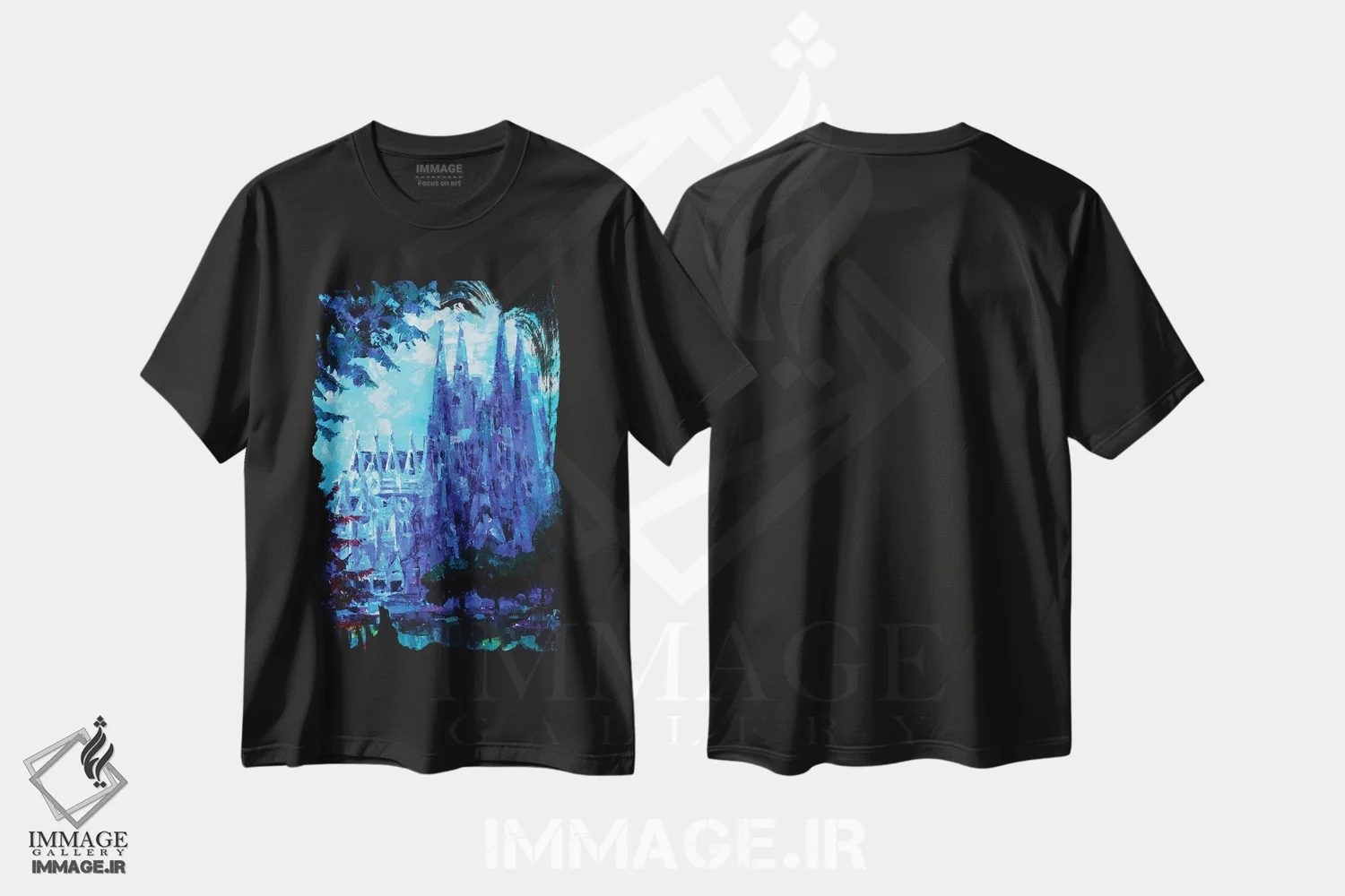 تیشرت مشکی طرح دار ساگرادا فامیلیا بارسلونا، مدیوم اثر کاترینا بورتسووا | immage.ir