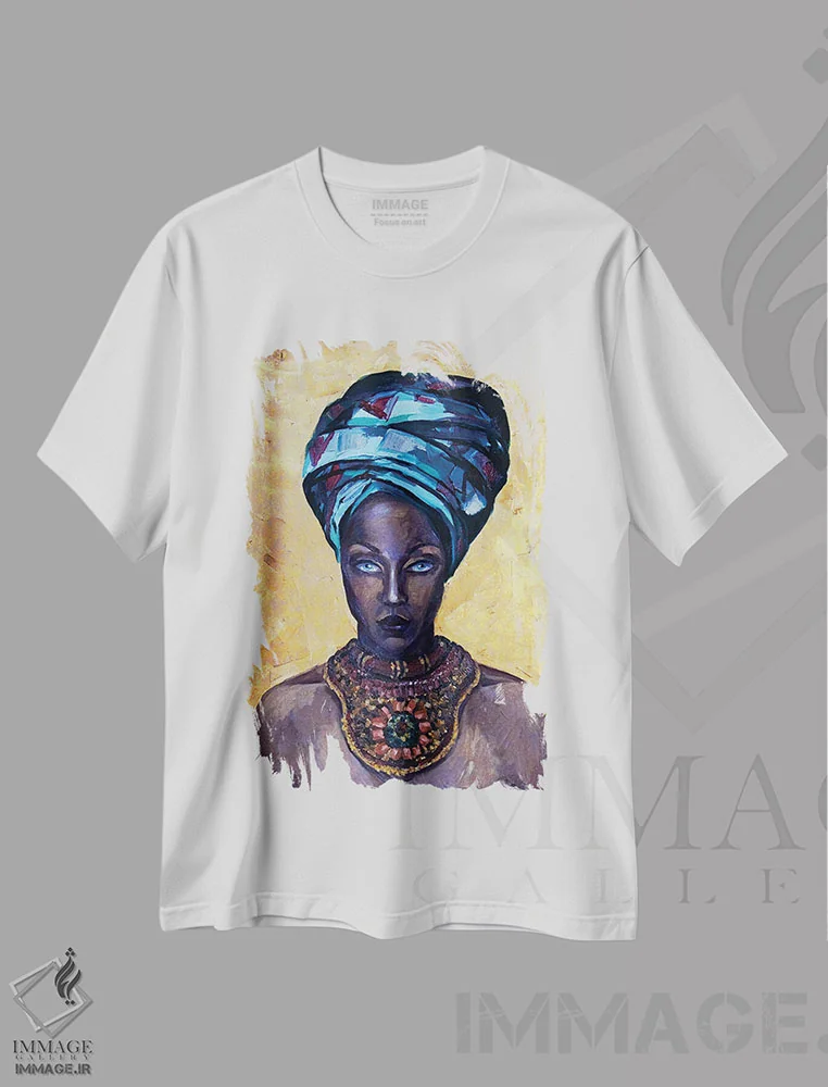 تیشرت سفید طرح دار زیبایی مرموز، دکور آفریقایی اثر کاترینا بورتسووا | immage.ir