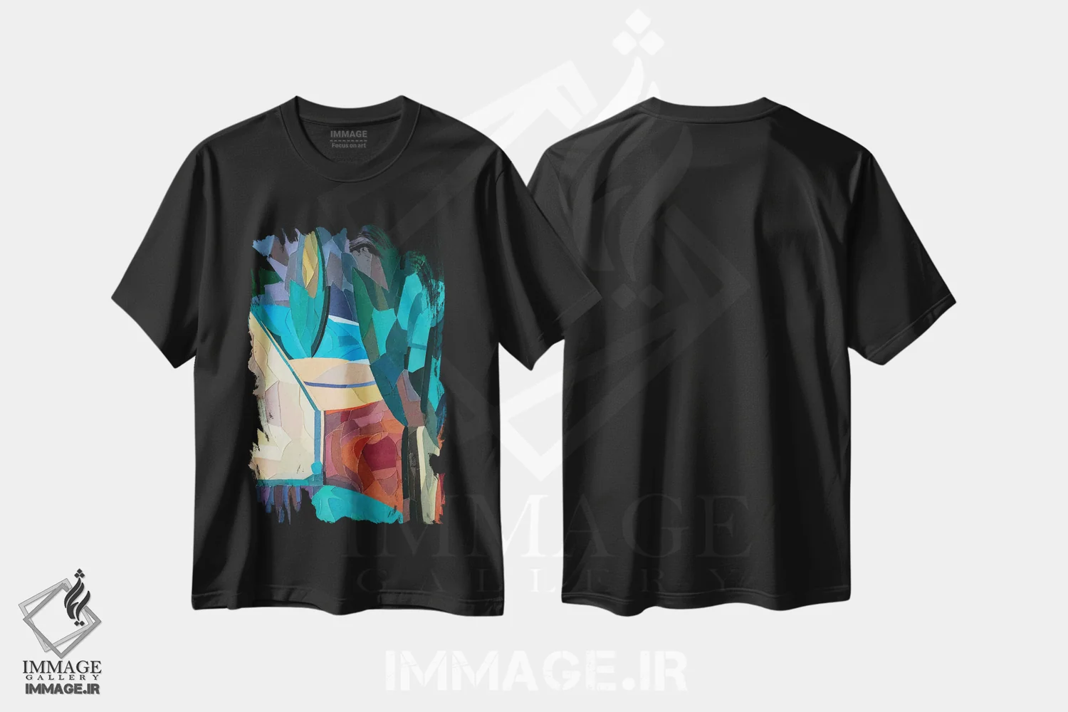 تیشرت مشکی طرح دار خانه در باغ اثر کاترینا بورتسووا | immage.ir