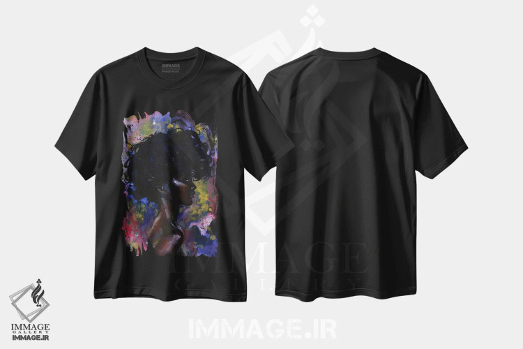 تیشرت مشکی طرح دار دختر مد روز، هنر آمریکایی آفریقایی تبار اثر کاترینا بورتسووا | فروشگاه ایماژ