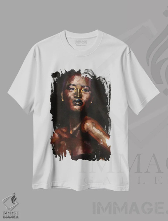 تیشرت سفید طرح دار ملکه شب، هنر آمریکایی آفریقایی تبار اثر کاترینا بورتسووا | immage.ir