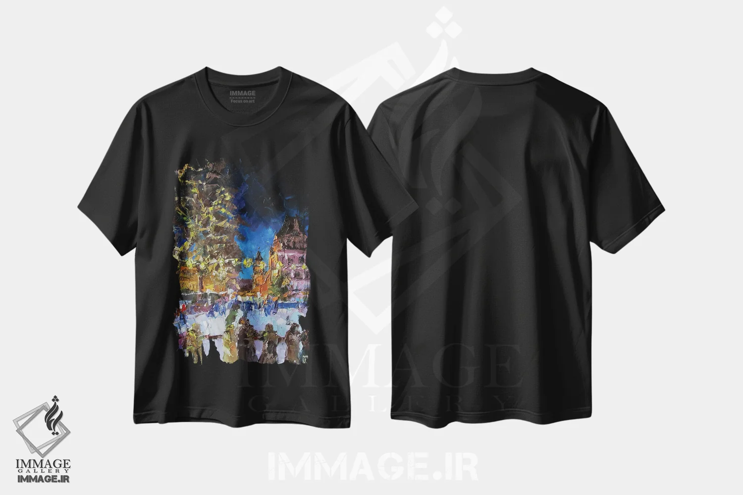 تیشرت مشکی طرح دار حلقه یخی کریسمس، هنر فاخر معاصر اثر کاترینا بورتسووا | immage.ir